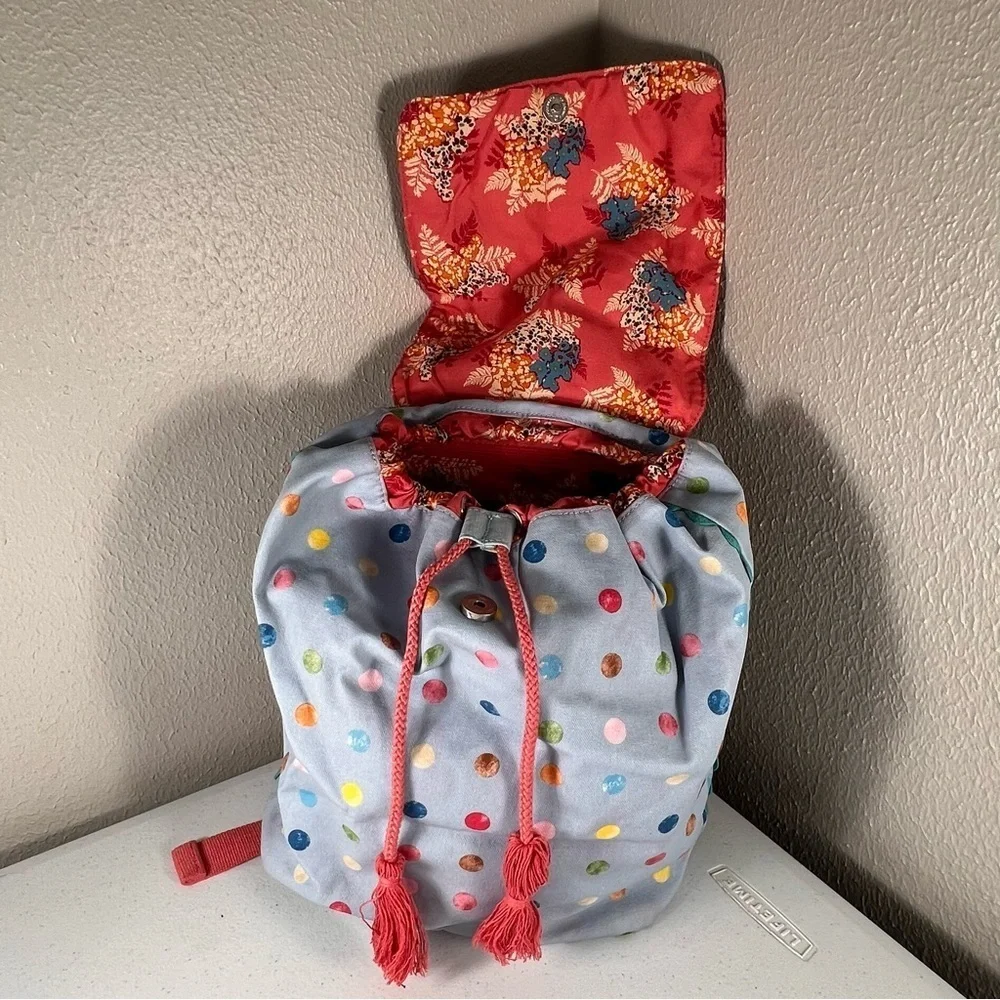 Matilda Jane Make A Splash Swim Backpack Floral Polka Dot Drawstring Snap Close